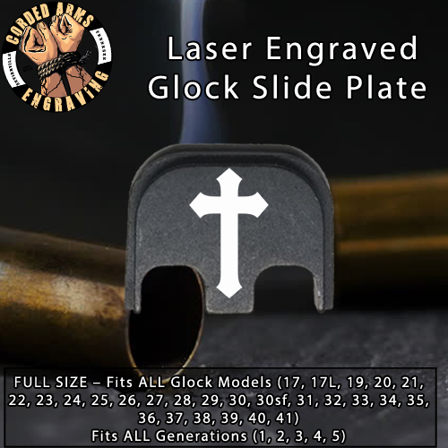 Christian Cross Laser Engraved Glock Slide Plate